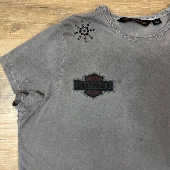 Vintage Harley Davidson Women's Plus 1W Embroidered Eagle Applique Tee Studded - Picture 4 of 9